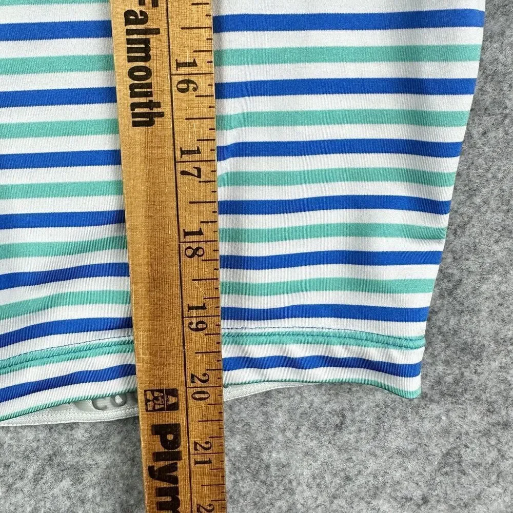 Coolibar Turtle Bay Swim Jacket Youth L Blue Green Striped Full Zip UPF 50+